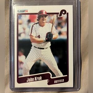 VINTAGE John Kruk 1990 Philadelphia Phillies Fleer MLB Baseball Trading Card